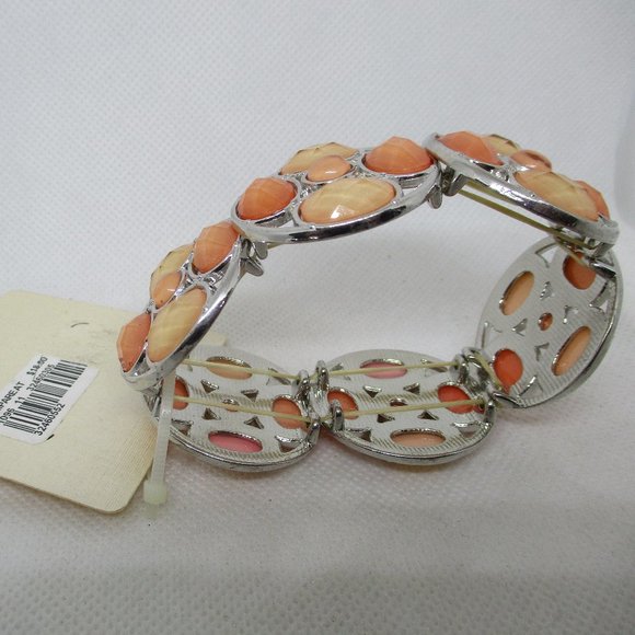 Cato Oval Round Pearch Orange Faceted Cabochon Bracelet Faceted Plastic Cabochon - Picture 9 of 10
